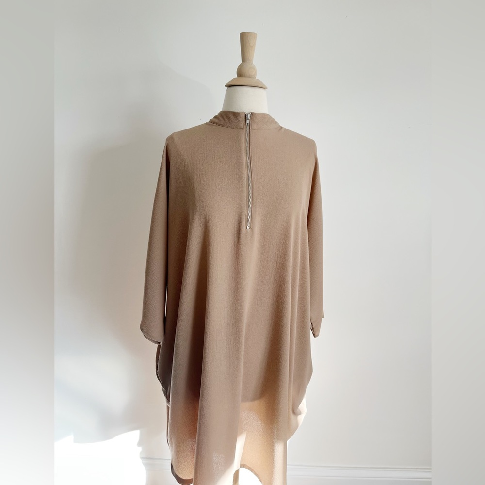 MONKI taupe half zip dress with pockets- size Medium